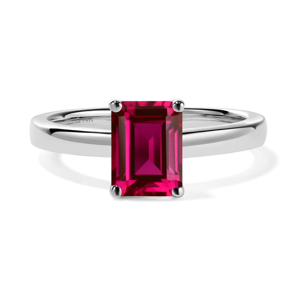 Ruby Plain Band Solitaire Engagement Ring - LUO Jewelry #metal_14k white gold