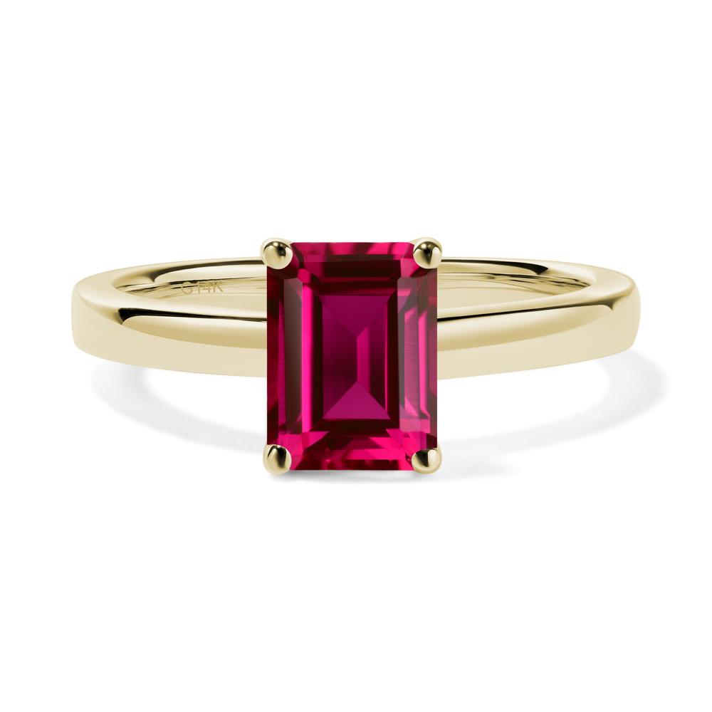 Ruby Plain Band Solitaire Engagement Ring - LUO Jewelry #metal_14k yellow gold