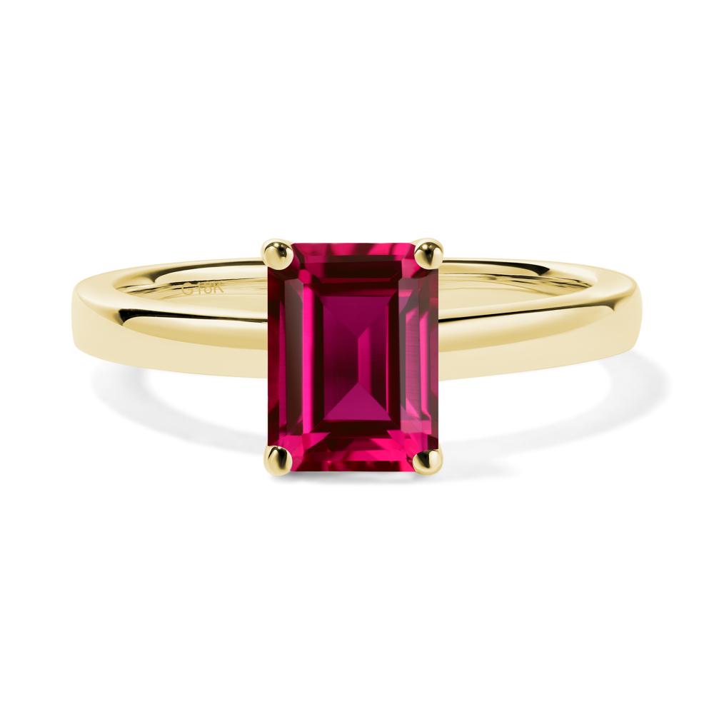 Ruby Plain Band Solitaire Engagement Ring - LUO Jewelry #metal_18k yellow gold