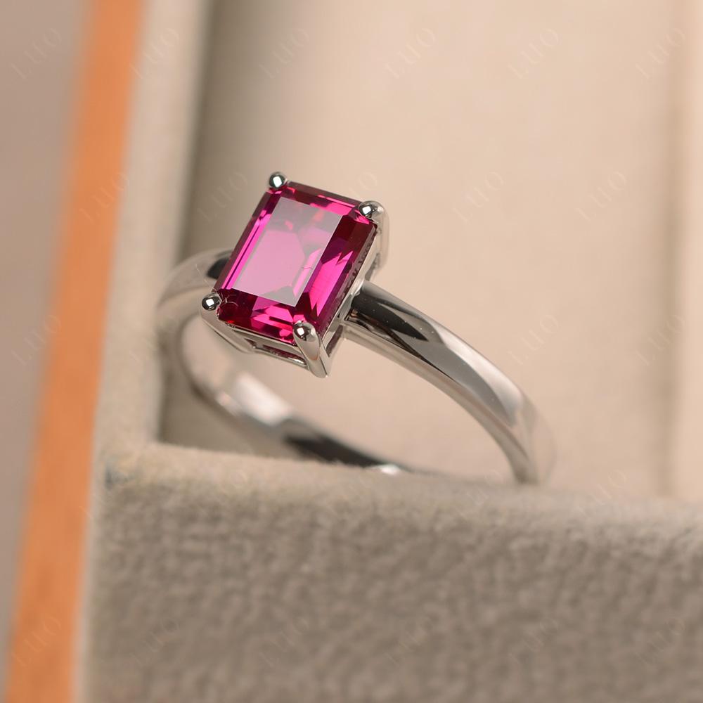 Ruby Plain Band Solitaire Engagement Ring - LUO Jewelry 