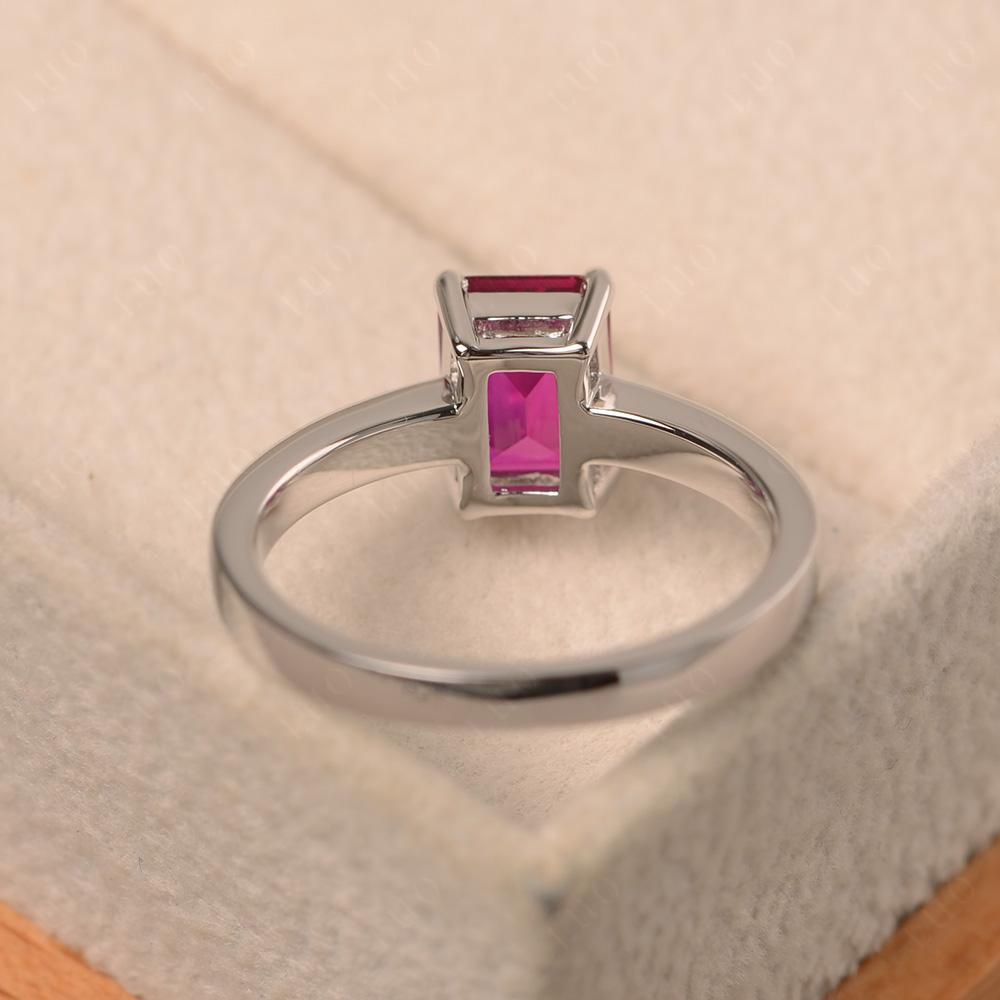 Ruby Plain Band Solitaire Engagement Ring - LUO Jewelry 