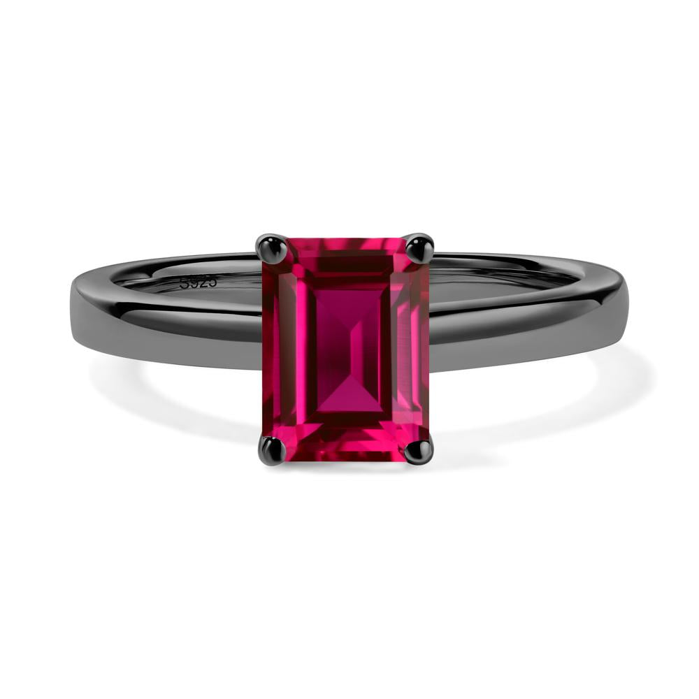 Ruby Plain Band Solitaire Engagement Ring - LUO Jewelry #metal_black finish sterling silver