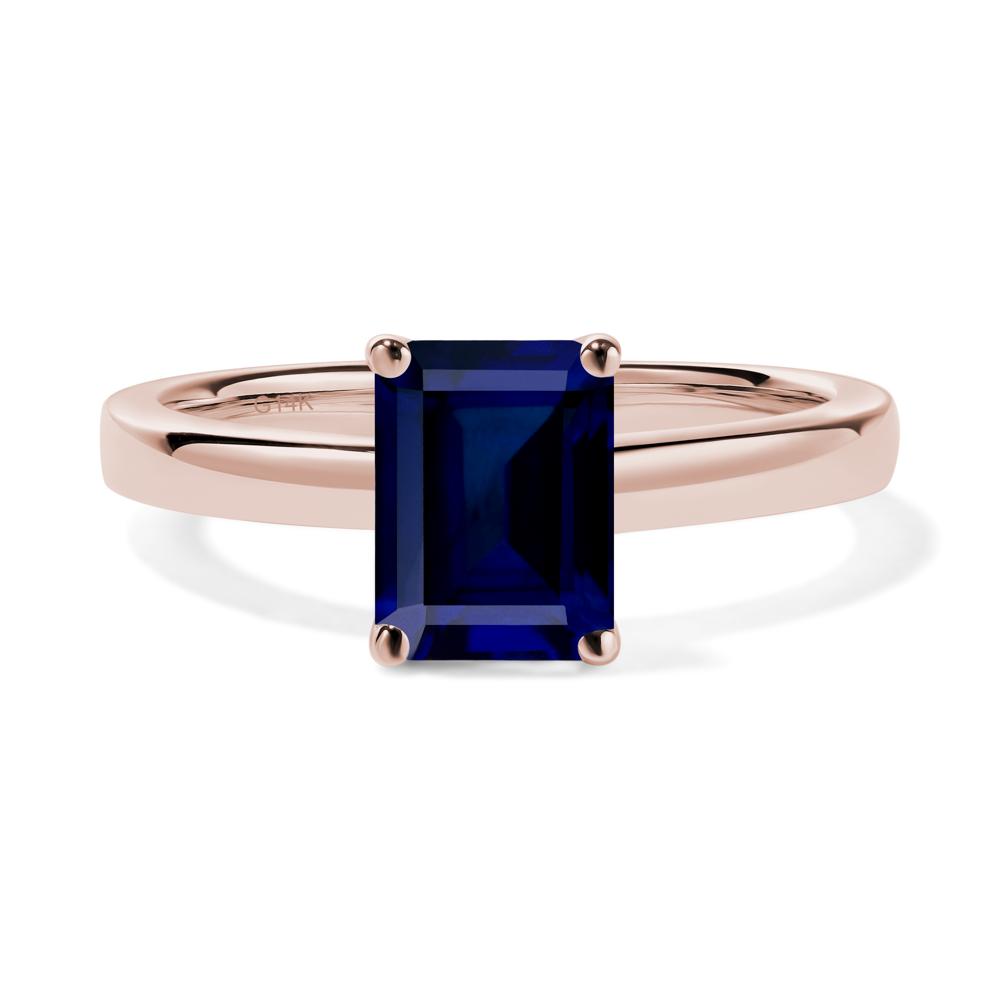 Emerald Cut Sapphire Solitaire Ring - LUO Jewelry #metal_14k rose gold