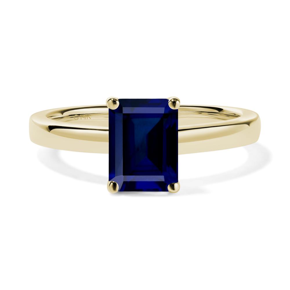 Emerald Cut Sapphire Solitaire Ring - LUO Jewelry #metal_14k yellow gold