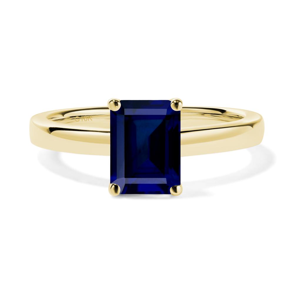 Emerald Cut Sapphire Solitaire Ring - LUO Jewelry #metal_18k yellow gold