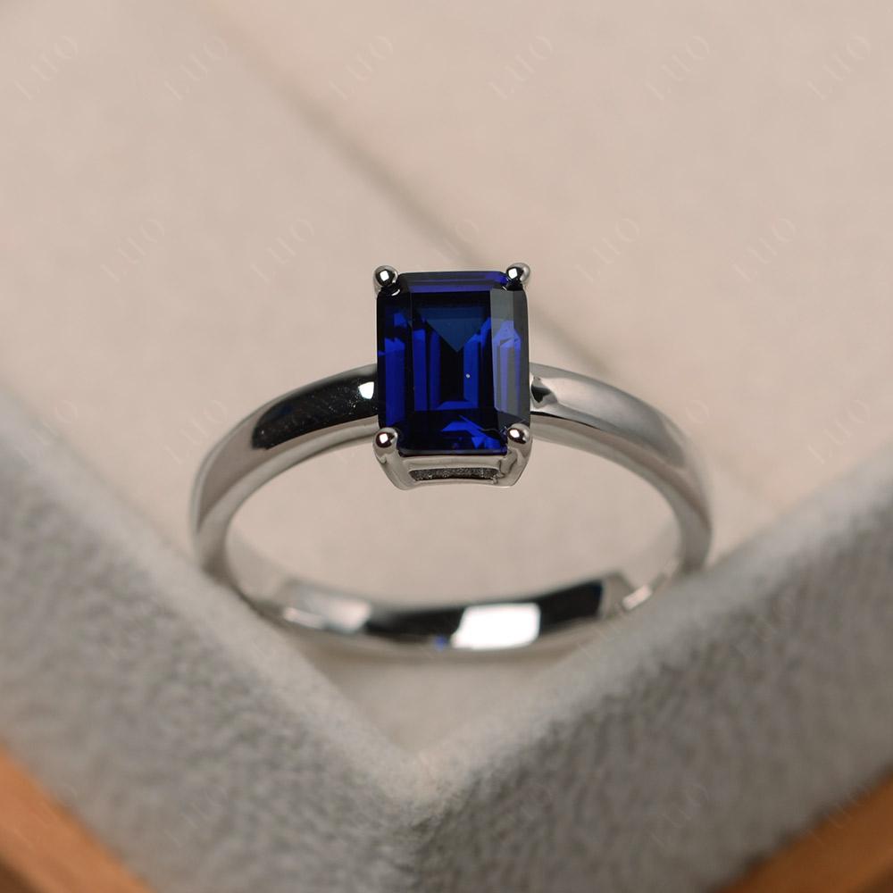 Emerald Cut Sapphire Solitaire Ring - LUO Jewelry 