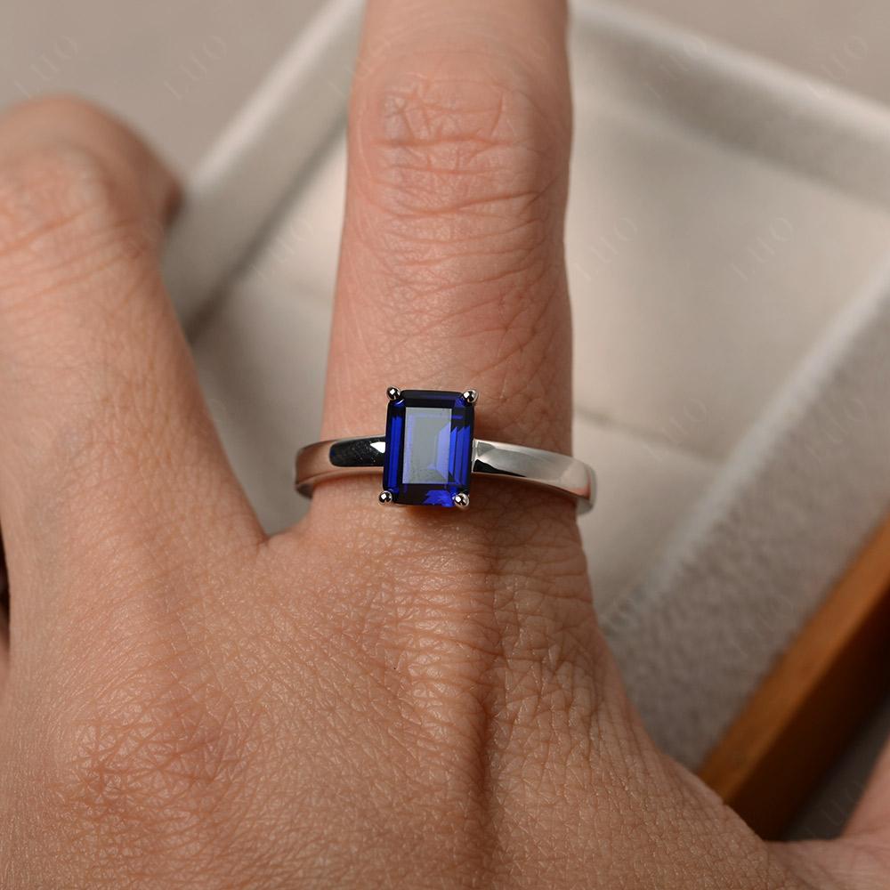 Emerald Cut Sapphire Solitaire Ring - LUO Jewelry 