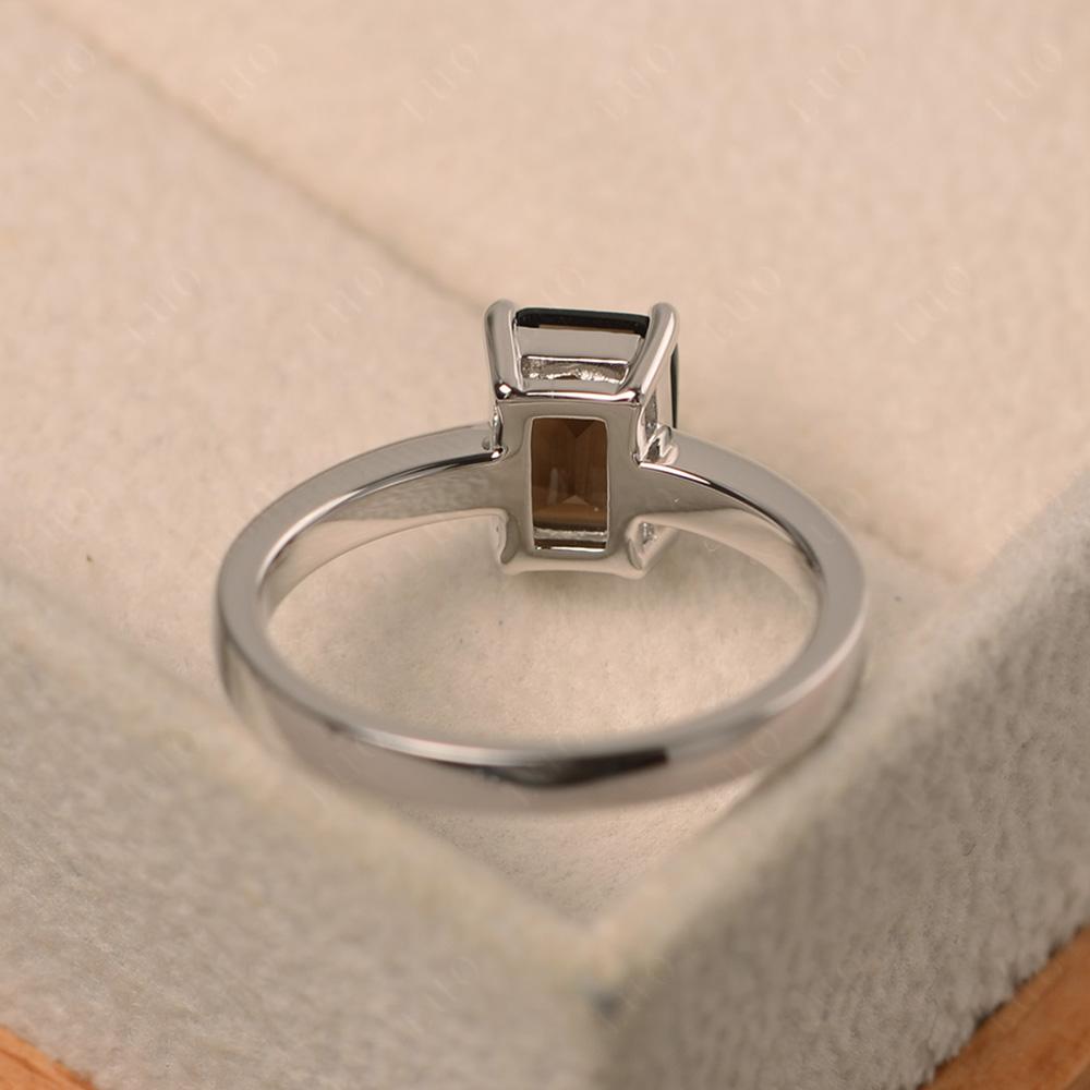 Smoky Quartz Plain Band Solitaire Engagement Ring - LUO Jewelry 