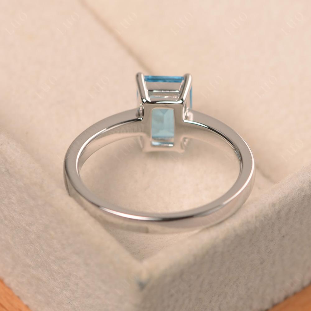 Emerald Cut Swiss Blue Topaz Solitaire Ring - LUO Jewelry 