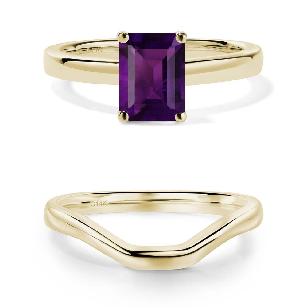 Amethyst Plain Band Solitaire Engagement Ring - LUO Jewelry #metal_xxxxx