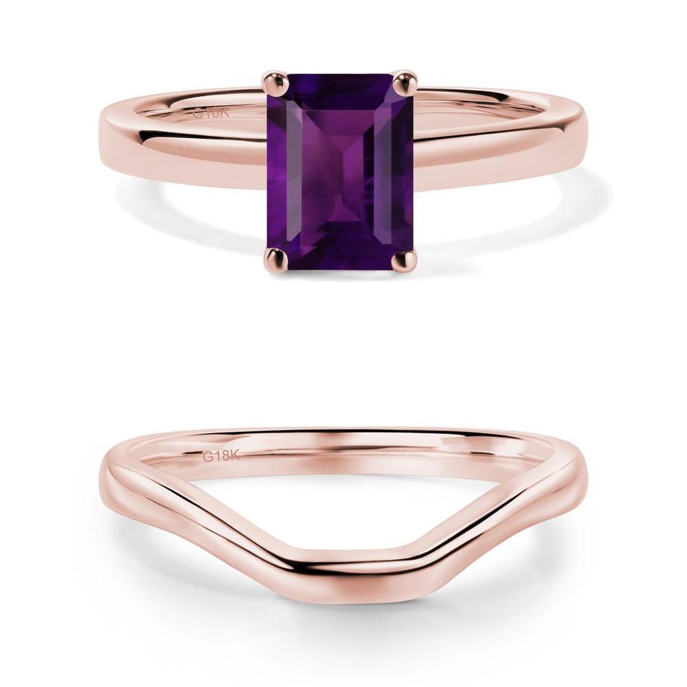 Amethyst Plain Band Solitaire Engagement Ring - LUO Jewelry #metal_xxxxx