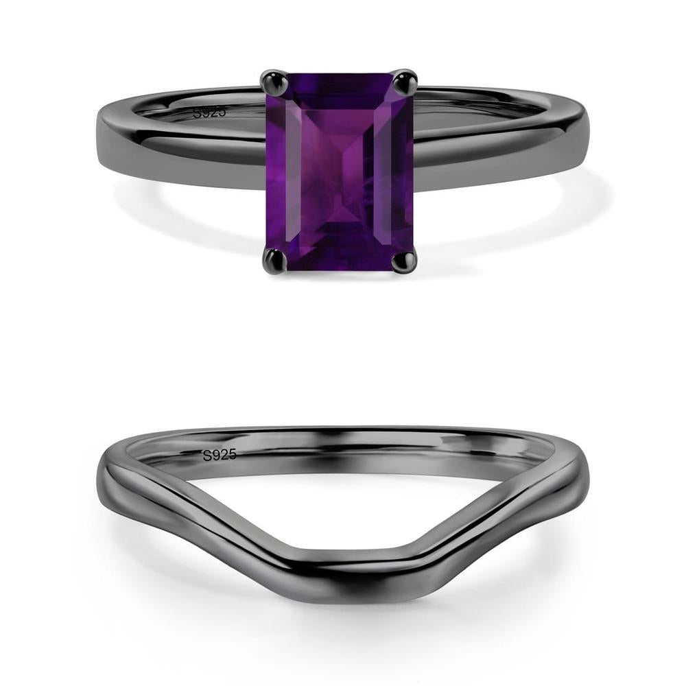 Amethyst Plain Band Solitaire Engagement Ring - LUO Jewelry #metal_xxxxx