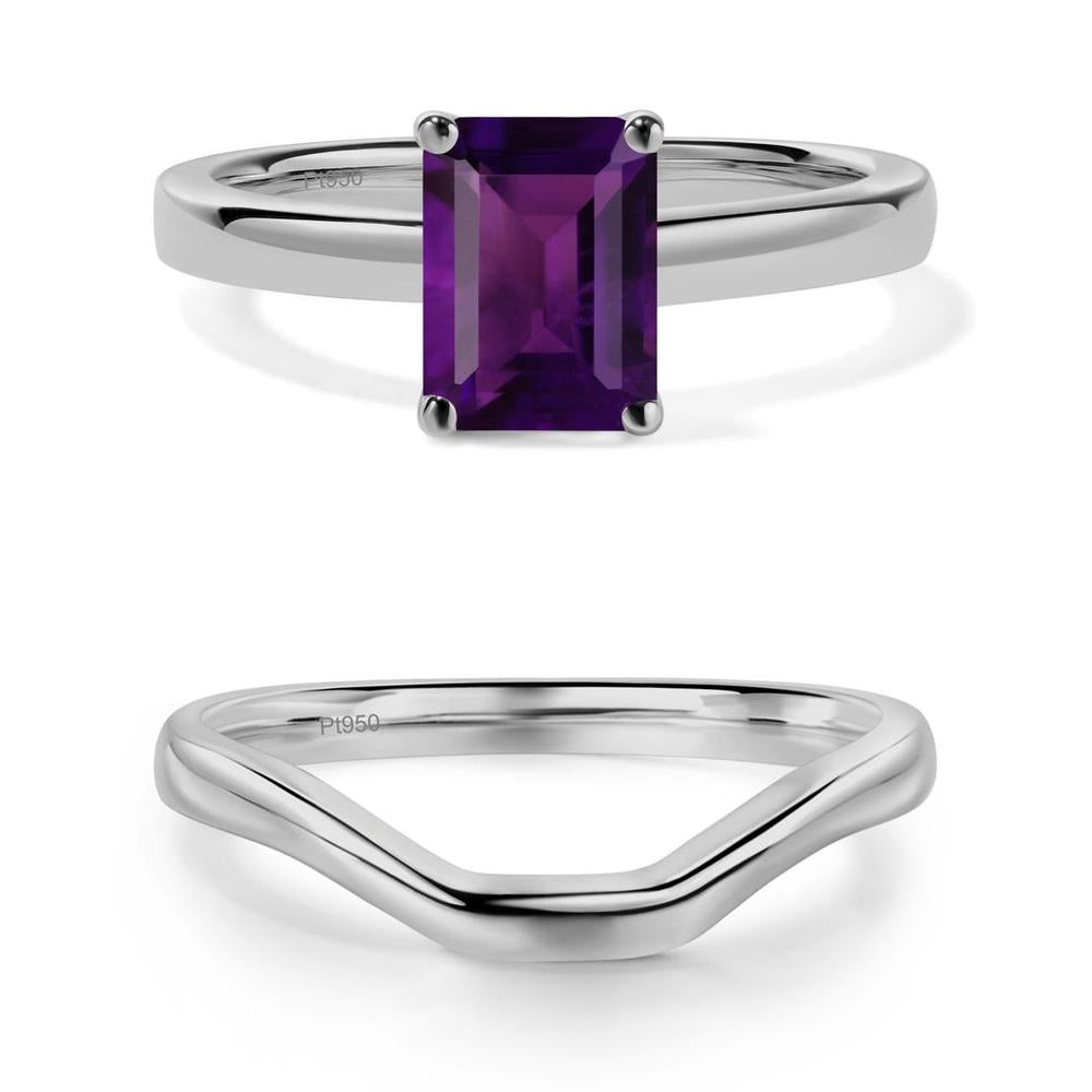 Amethyst Plain Band Solitaire Engagement Ring - LUO Jewelry #metal_xxxxx