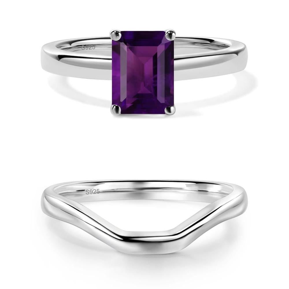 Amethyst Plain Band Solitaire Engagement Ring - LUO Jewelry #metal_xxxxx