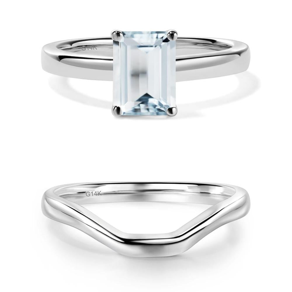 Emerald Cut Aquamarine Solitaire Ring - LUO Jewelry #metal_xxxxx