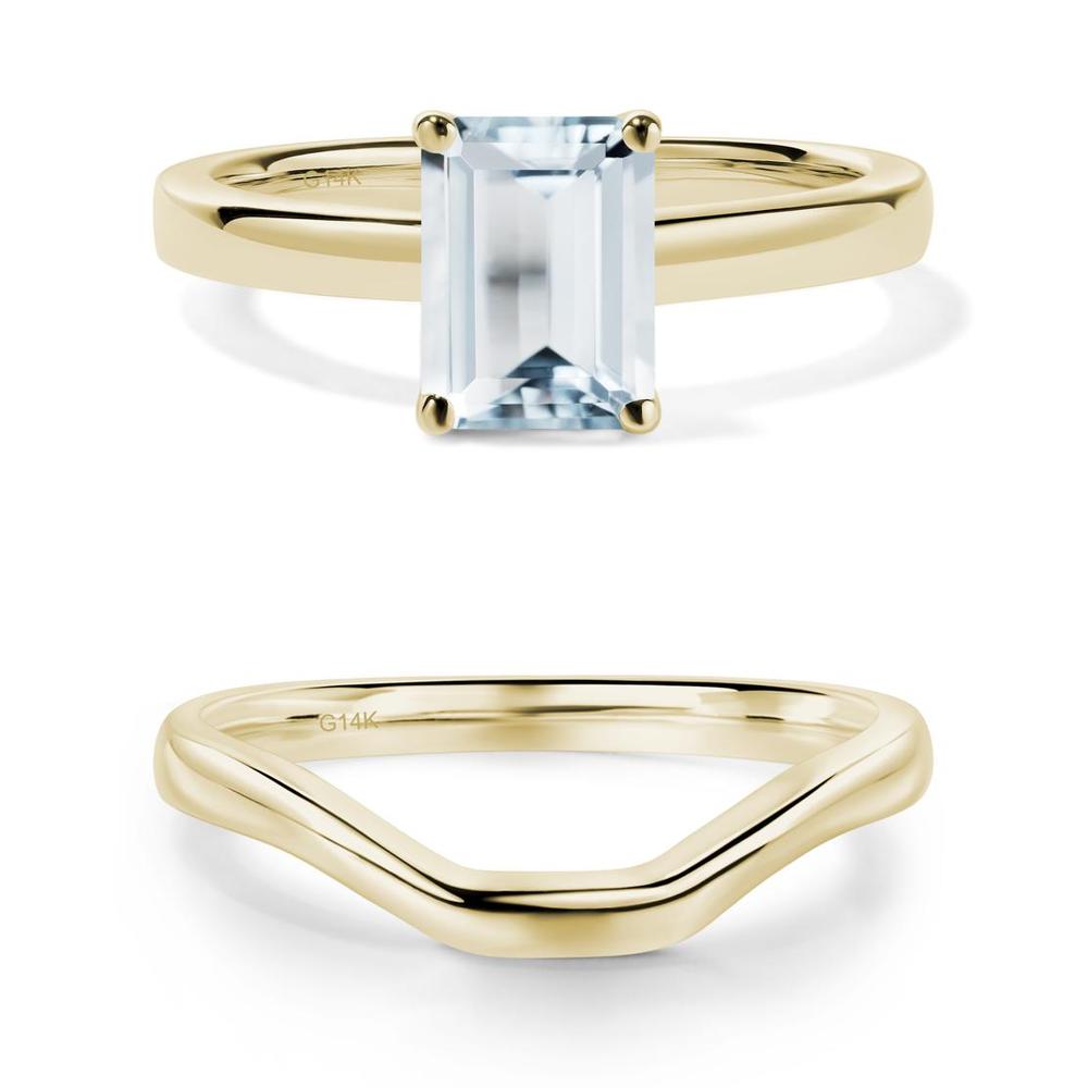 Emerald Cut Aquamarine Solitaire Ring - LUO Jewelry #metal_xxxxx