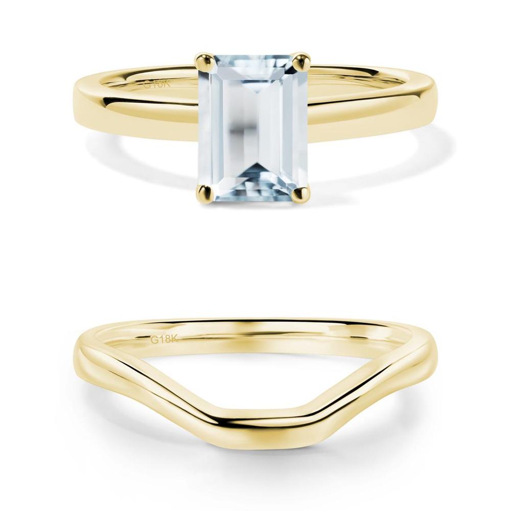 Emerald Cut Aquamarine Solitaire Ring - LUO Jewelry #metal_xxxxx