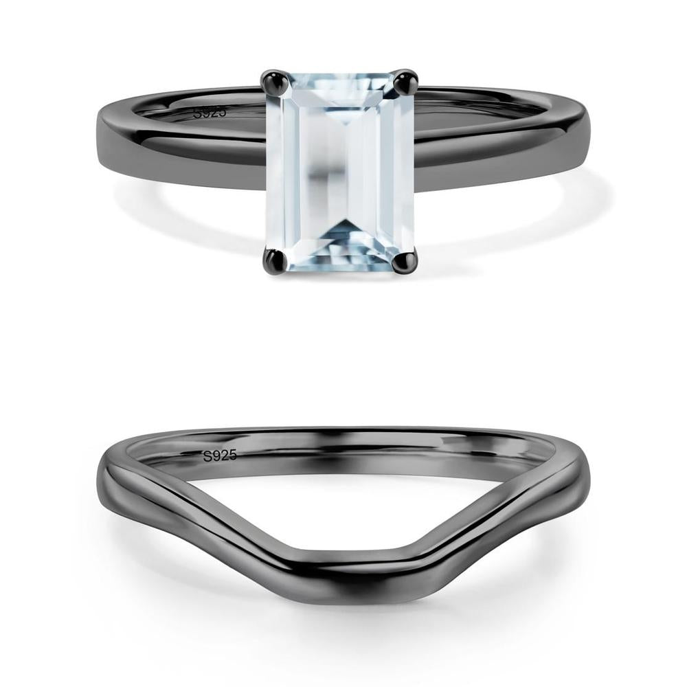 Emerald Cut Aquamarine Solitaire Ring - LUO Jewelry #metal_xxxxx