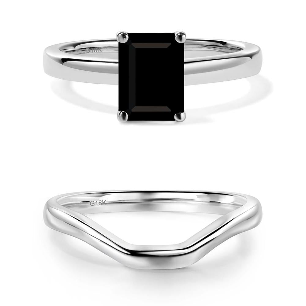 Black Spinel Plain Band Solitaire Engagement Ring - LUO Jewelry #metal_xxxxx