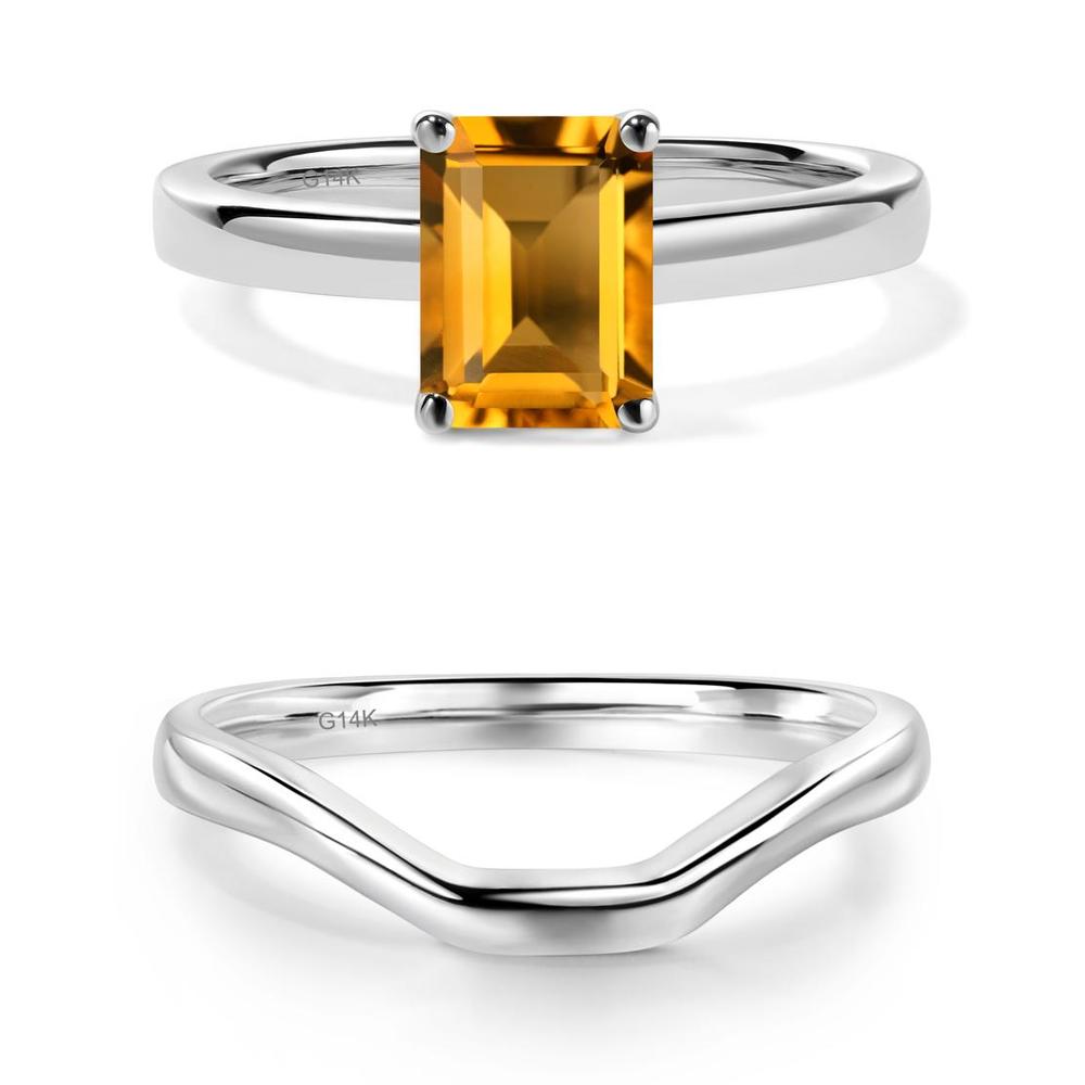 Emerald Cut Citrine Solitaire Ring - LUO Jewelry #metal_xxxxx