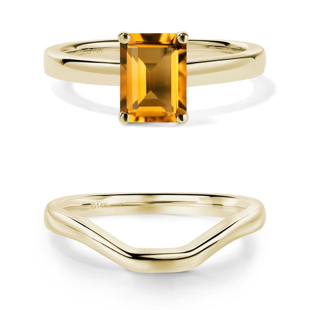 Emerald Cut Citrine Solitaire Ring - LUO Jewelry #metal_xxxxx