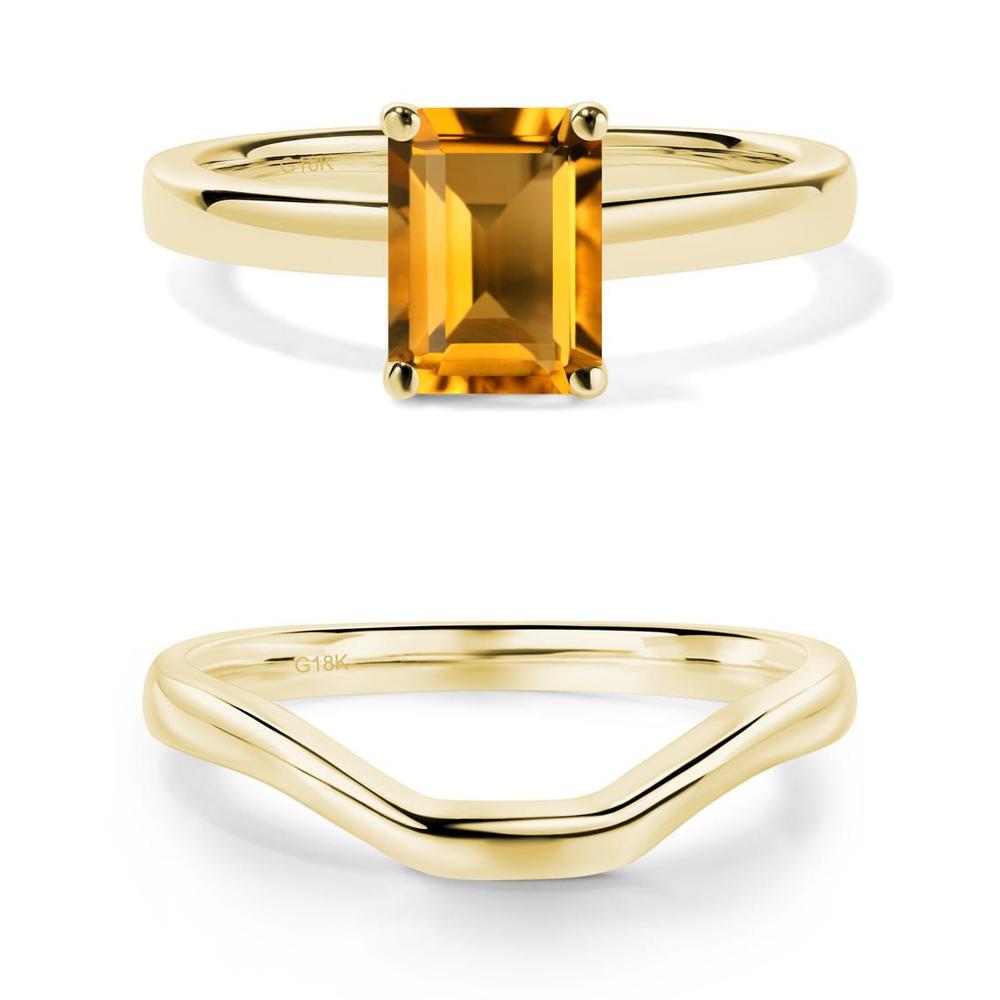 Emerald Cut Citrine Solitaire Ring - LUO Jewelry #metal_xxxxx