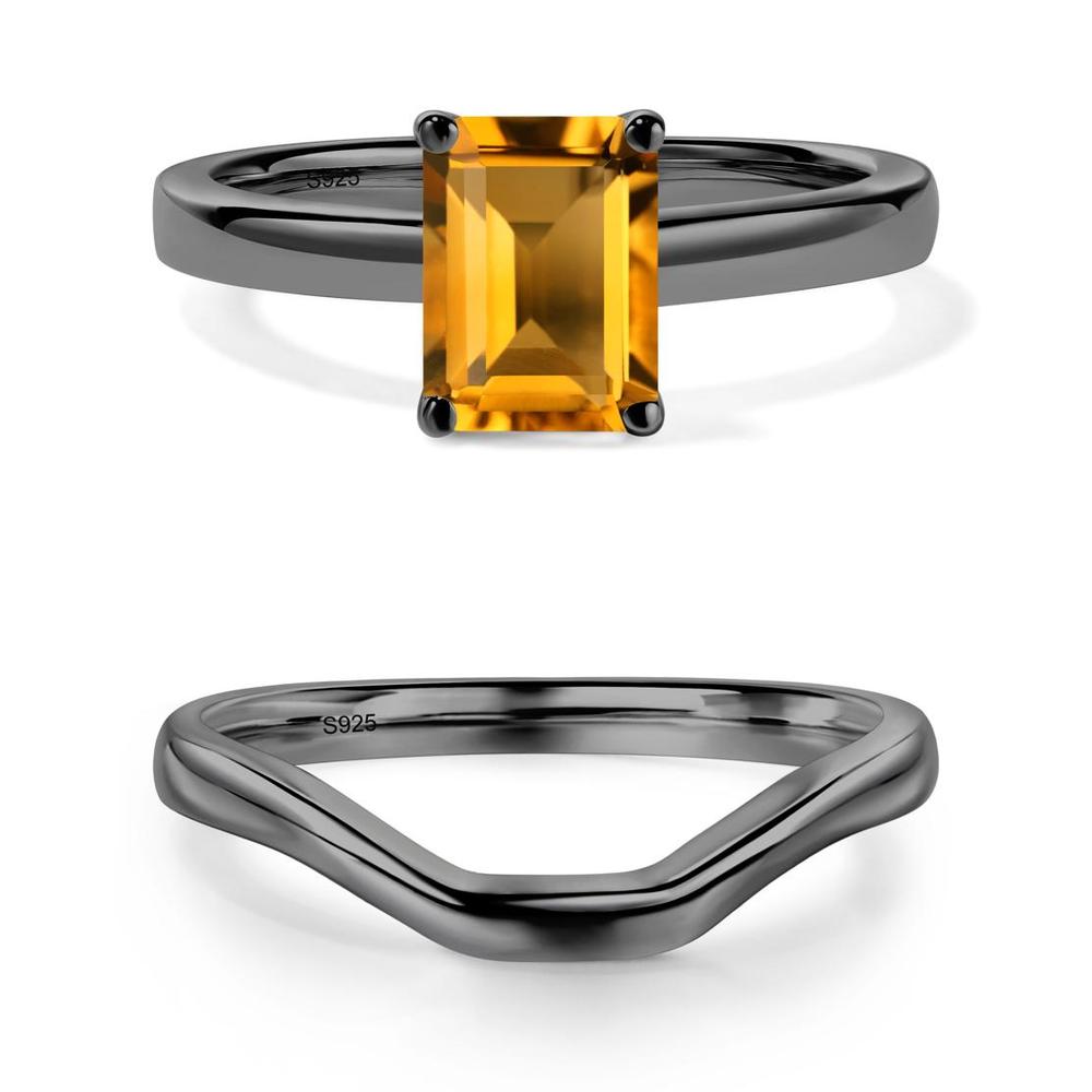 Emerald Cut Citrine Solitaire Ring - LUO Jewelry #metal_xxxxx