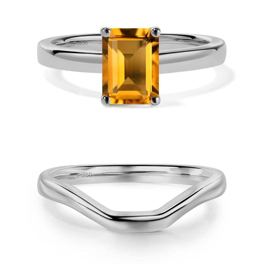 Emerald Cut Citrine Solitaire Ring - LUO Jewelry #metal_xxxxx