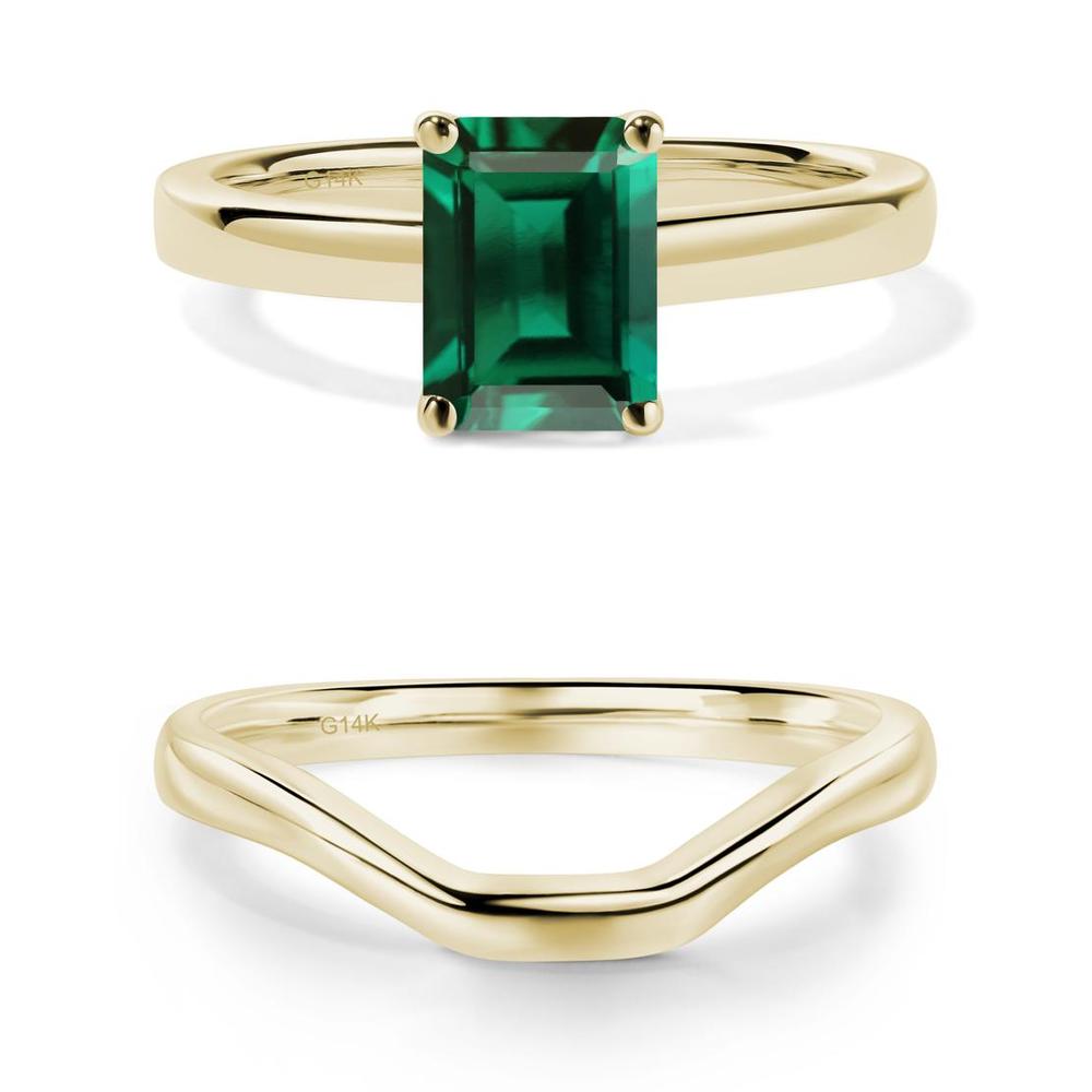 Emerald Plain Band Solitaire Engagement Ring - LUO Jewelry #metal_xxxxx