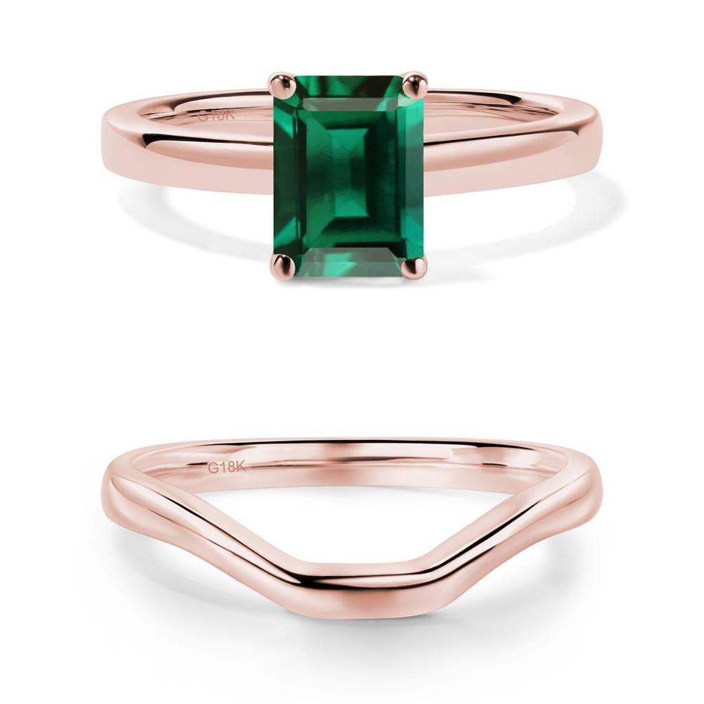 Emerald Plain Band Solitaire Engagement Ring - LUO Jewelry #metal_xxxxx