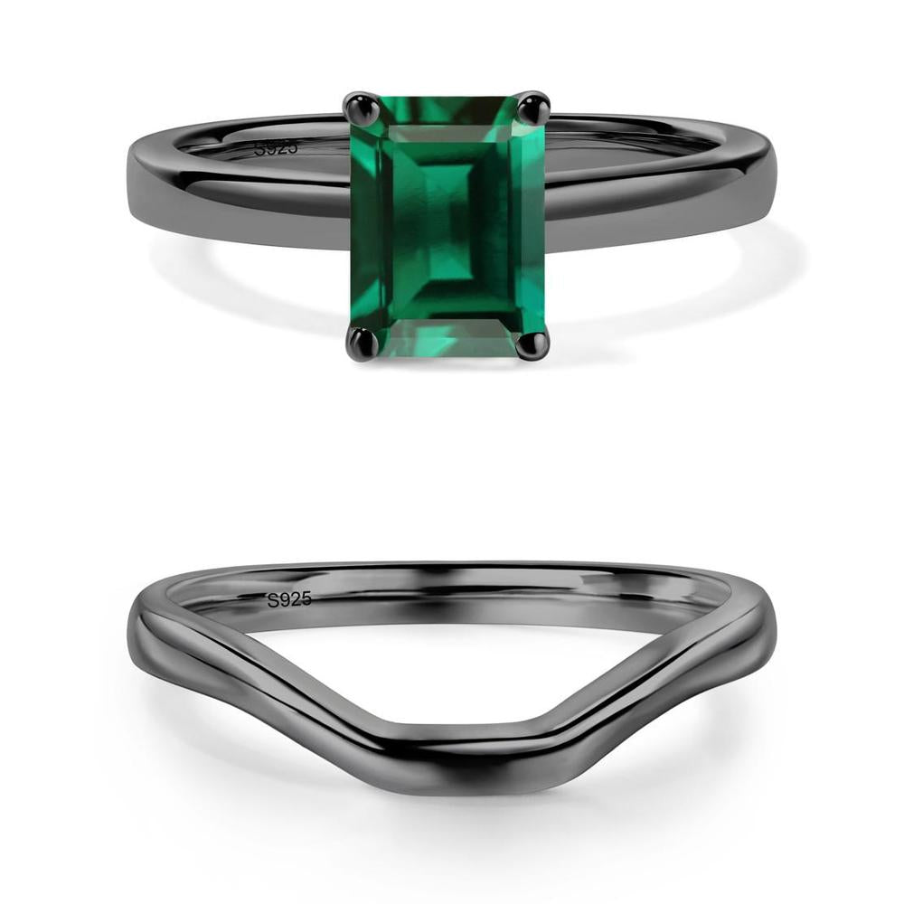 Emerald Plain Band Solitaire Engagement Ring - LUO Jewelry #metal_xxxxx