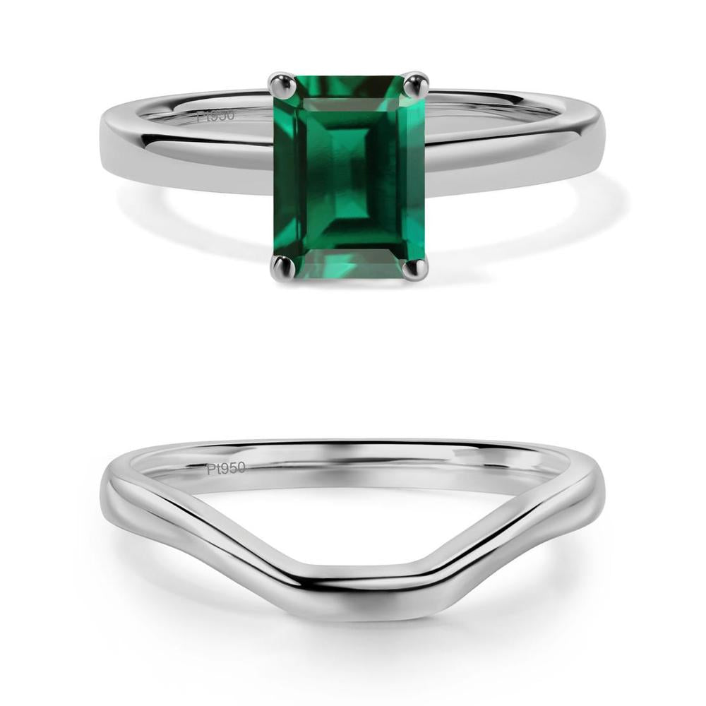 Emerald Plain Band Solitaire Engagement Ring - LUO Jewelry #metal_xxxxx