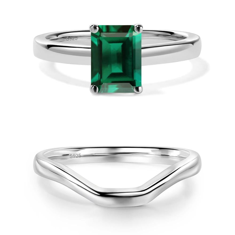 Emerald Plain Band Solitaire Engagement Ring - LUO Jewelry #metal_xxxxx