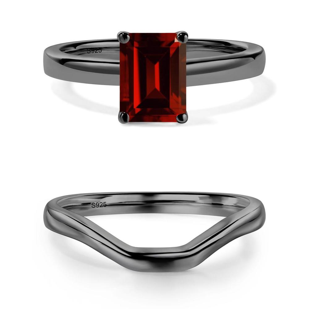 Emerald Cut Garnet Solitaire Ring - LUO Jewelry #metal_xxxxx