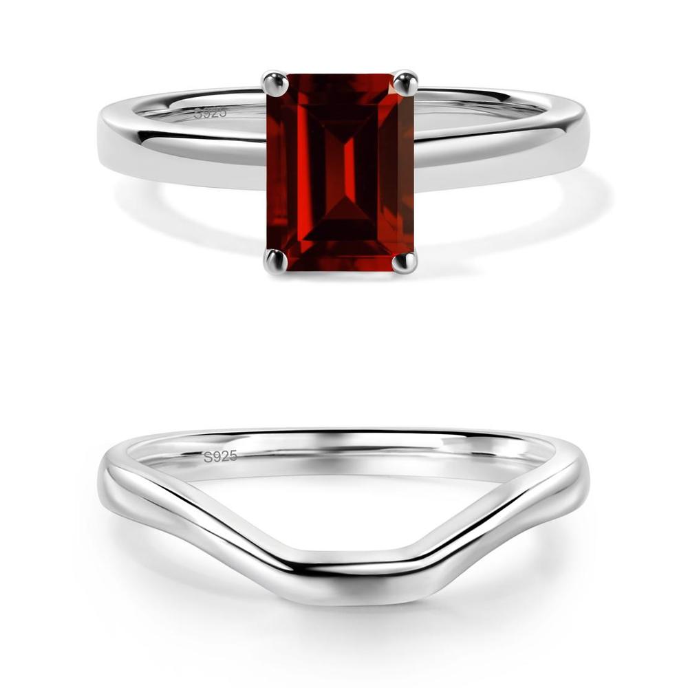 Emerald Cut Garnet Solitaire Ring - LUO Jewelry #metal_xxxxx