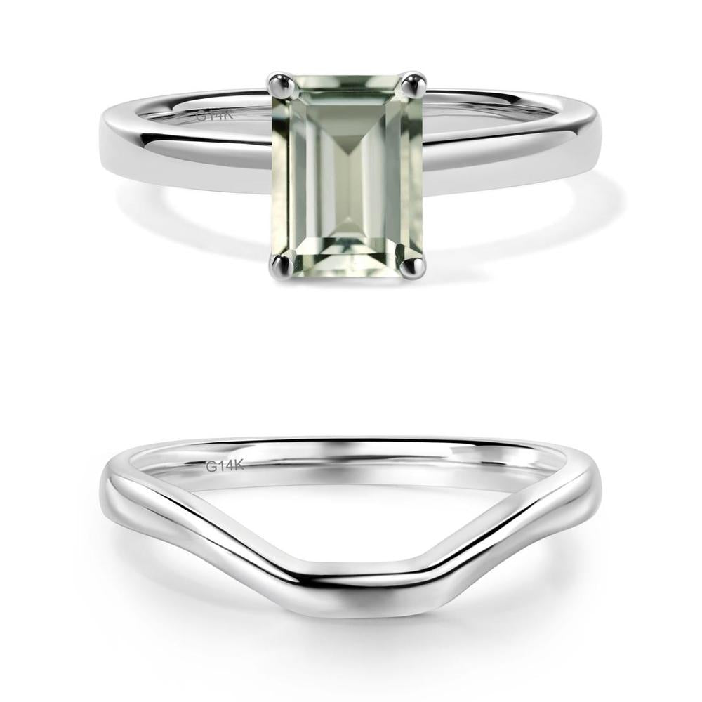 Green Amethyst Plain Band Solitaire Engagement Ring - LUO Jewelry #metal_xxxxx