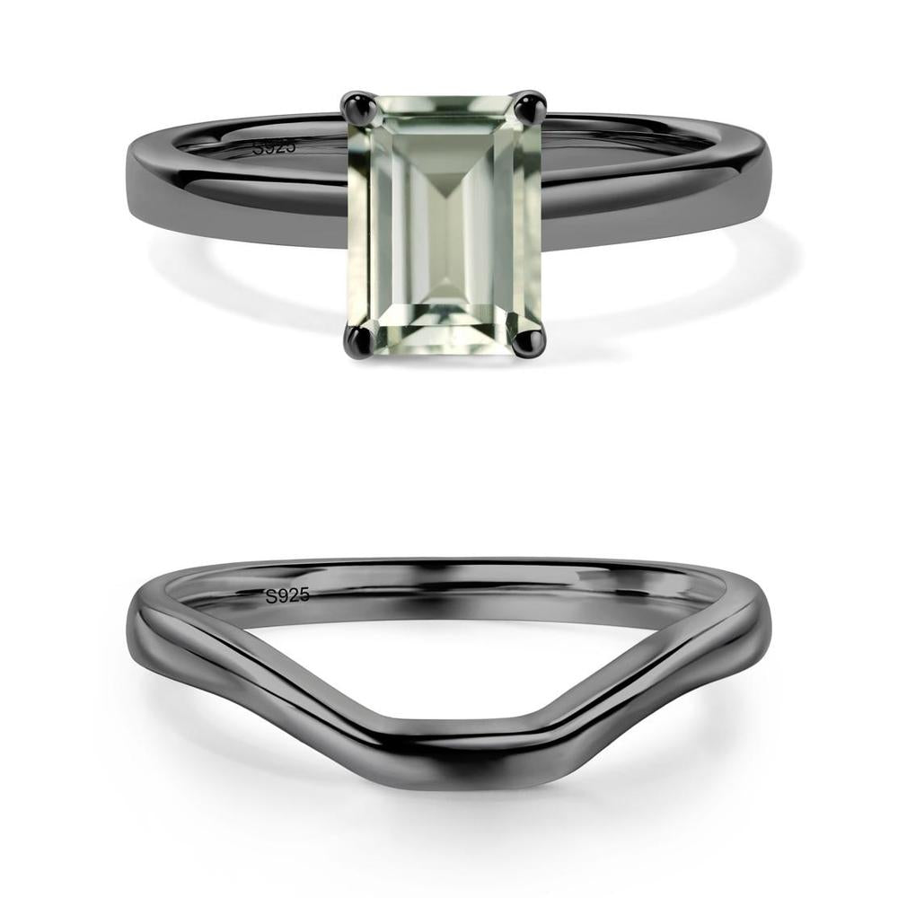 Green Amethyst Plain Band Solitaire Engagement Ring - LUO Jewelry #metal_xxxxx