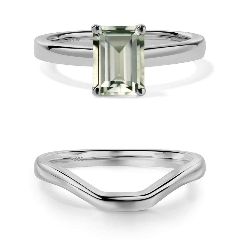 Green Amethyst Plain Band Solitaire Engagement Ring - LUO Jewelry #metal_xxxxx