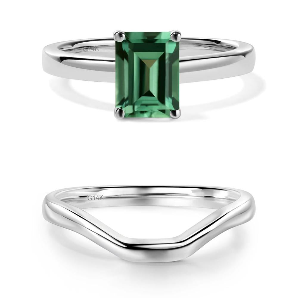 Emerald Cut Green Sapphire Solitaire Ring - LUO Jewelry #metal_xxxxx