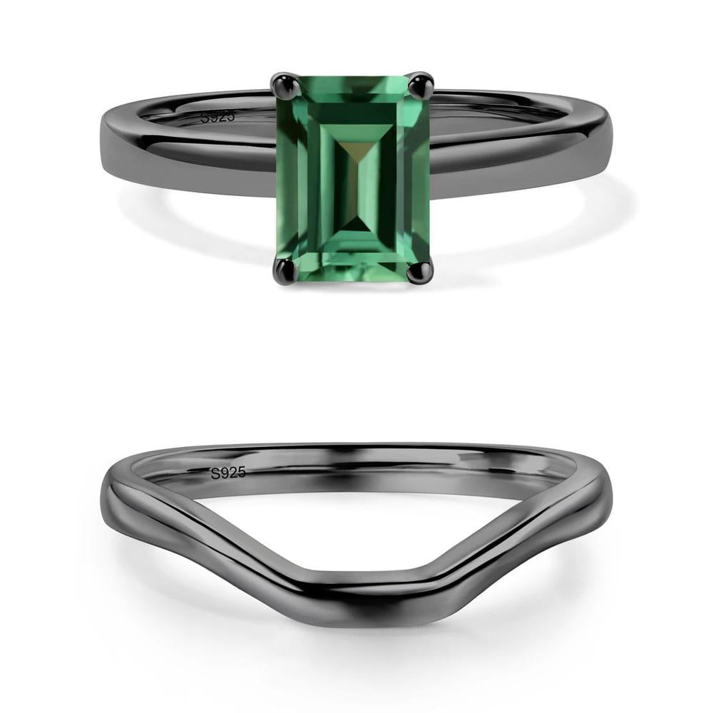 Emerald Cut Green Sapphire Solitaire Ring - LUO Jewelry #metal_xxxxx