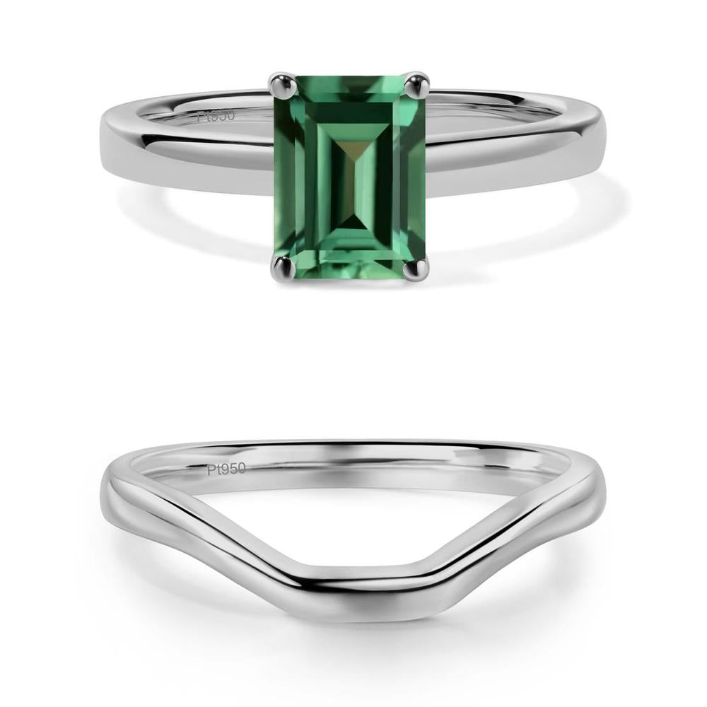 Emerald Cut Green Sapphire Solitaire Ring - LUO Jewelry #metal_xxxxx