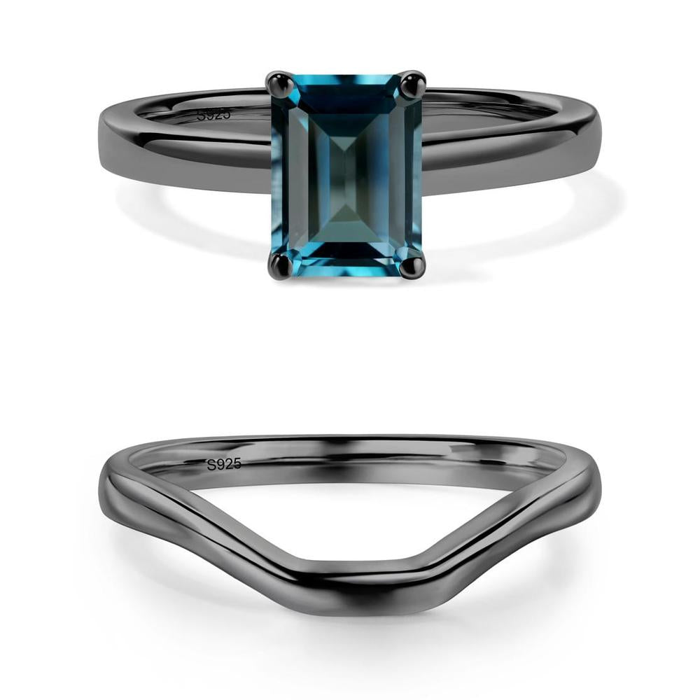 Emerald Cut London Blue Topaz Solitaire Ring - LUO Jewelry #metal_xxxxx