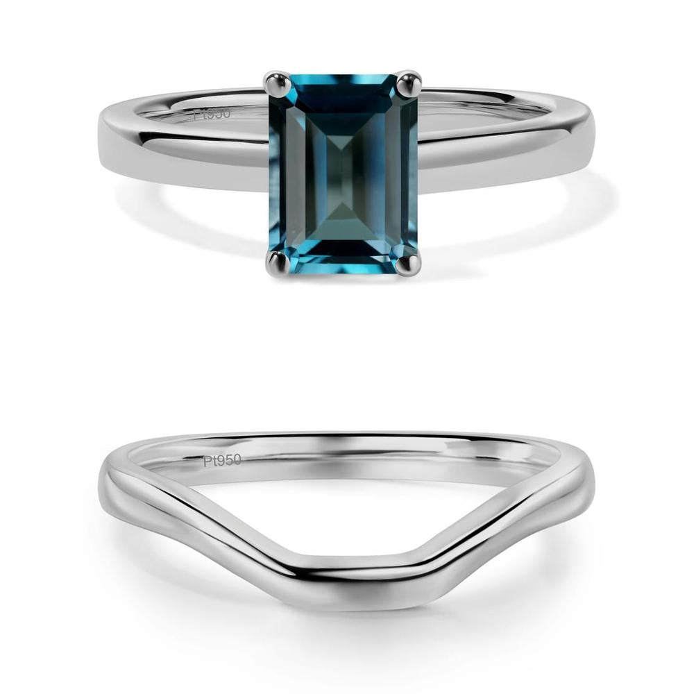 Emerald Cut London Blue Topaz Solitaire Ring - LUO Jewelry #metal_xxxxx