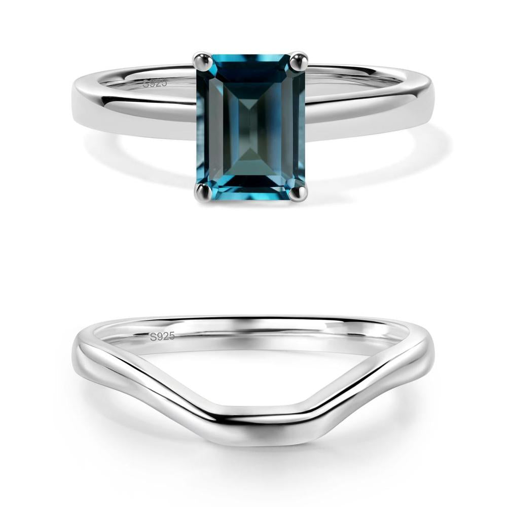 Emerald Cut London Blue Topaz Solitaire Ring - LUO Jewelry #metal_xxxxx