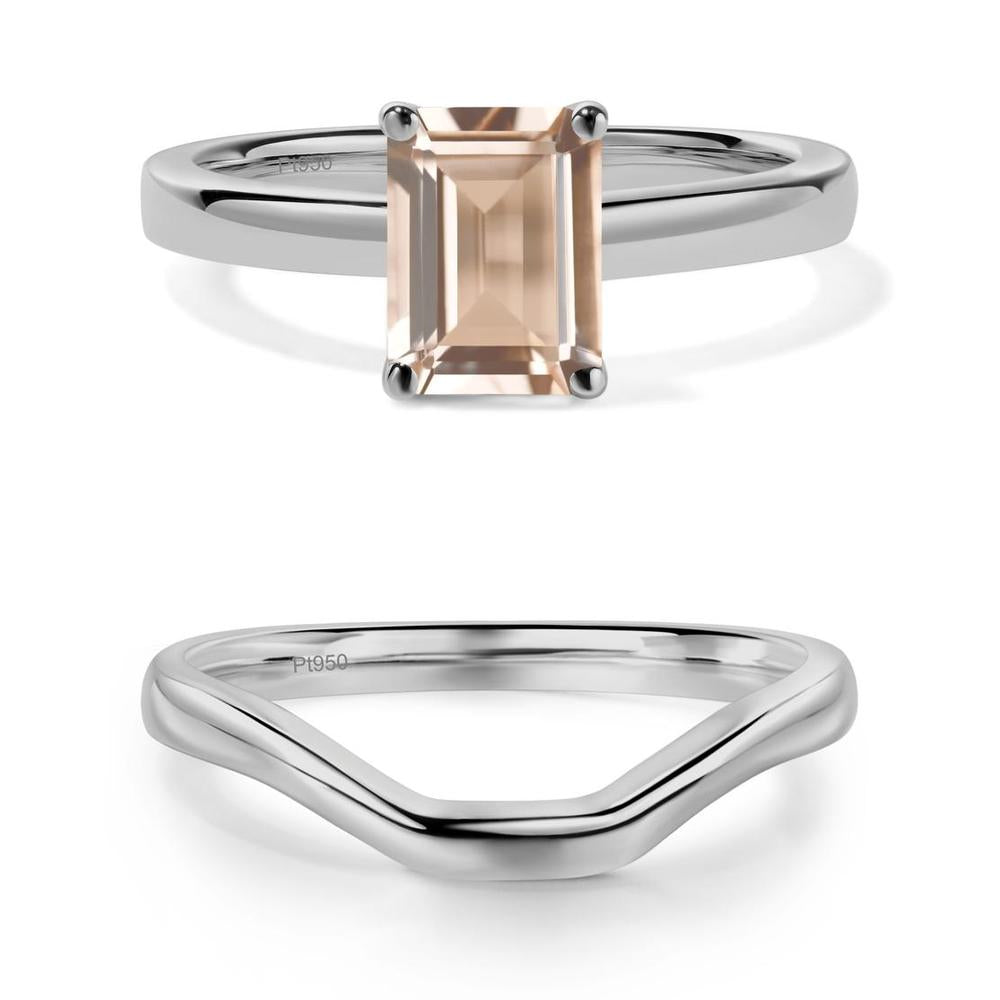 Morganite Plain Band Solitaire Engagement Ring - LUO Jewelry #metal_xxxxx