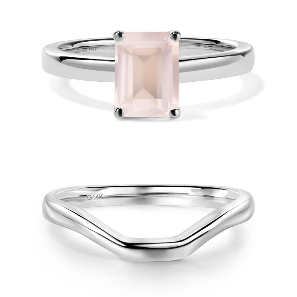 Emerald Cut Rose Quartz Solitaire Ring - LUO Jewelry #metal_xxxxx