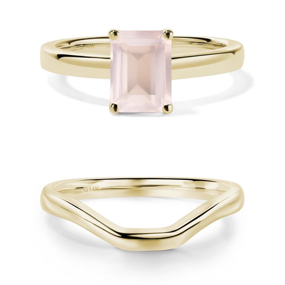 Emerald Cut Rose Quartz Solitaire Ring - LUO Jewelry #metal_xxxxx