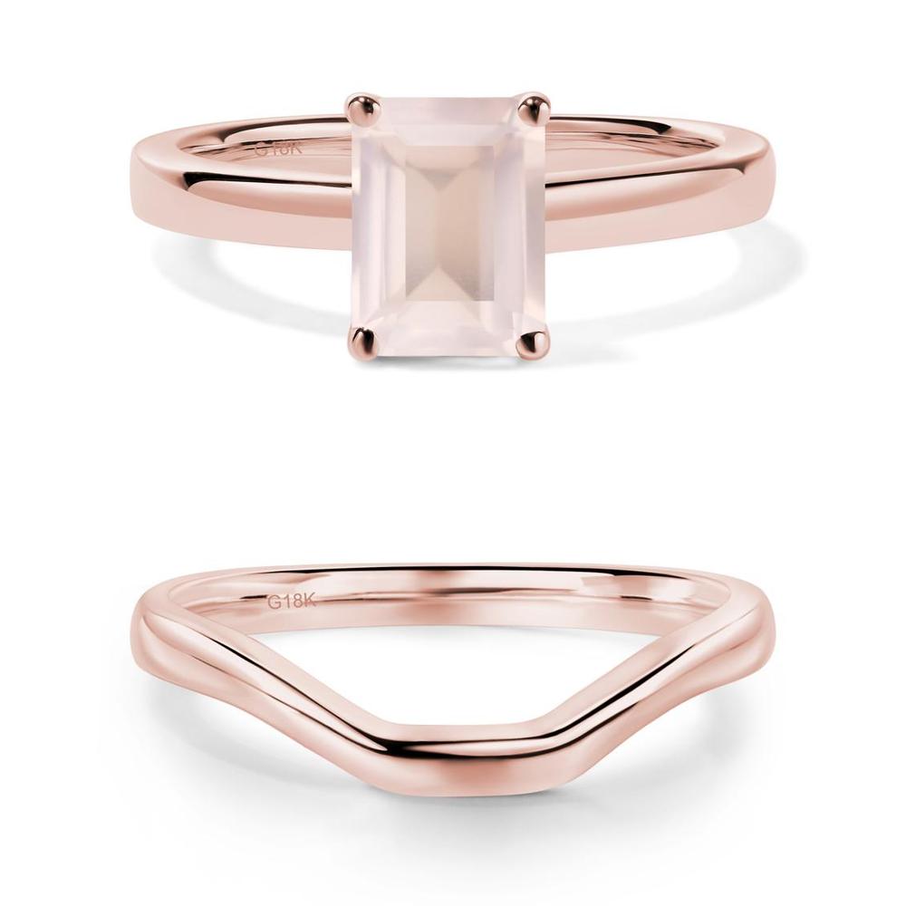 Emerald Cut Rose Quartz Solitaire Ring - LUO Jewelry #metal_xxxxx