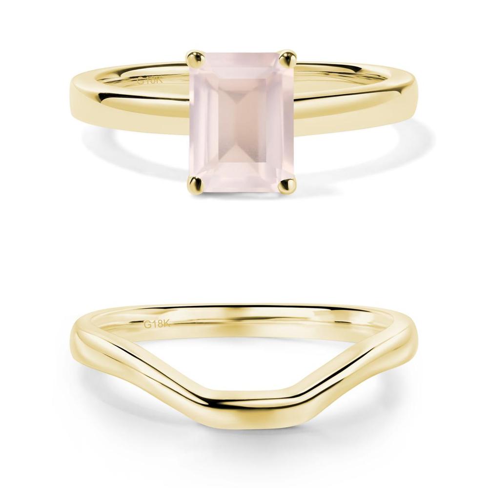 Emerald Cut Rose Quartz Solitaire Ring - LUO Jewelry #metal_xxxxx