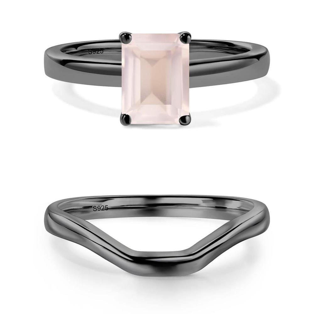 Emerald Cut Rose Quartz Solitaire Ring - LUO Jewelry #metal_xxxxx